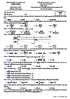 Kiểm tra học kì I lớp 12 môn Toán - Mã đề 842
